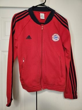 Adidas Red and Navy FC Bayern Munchen Zip-Up Jacket